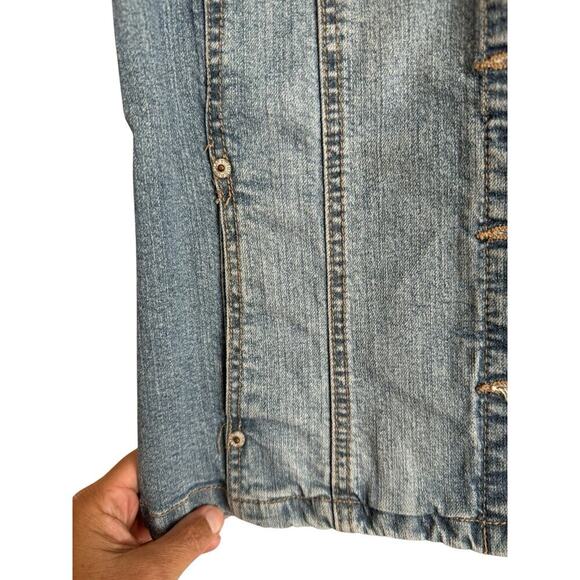 Tribal Jeans Women’s Denim Vest Size 8 Blue Sleeveless Stretch Button Front - Picture 3 of 7